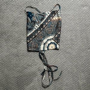 Shein Lace Up Backless Scarf Print Crop Cami Top